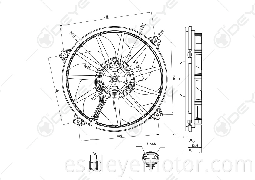 1253.Q8 ventilador de refrigeración del radiador eléctrico para PEUGEOT 807 EXPERT FEAT ULYSSE CITROEN C5